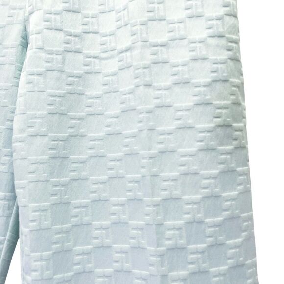 St. John Sport Aqua Blue Textured Pants Size 2 Straight Leg Logo Jacquard VTG - Picture 4 of 12